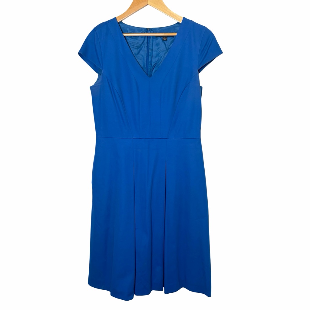 Brooks Brothers Classic V-Neck Cap Sleeve Blue Dress In Size 6